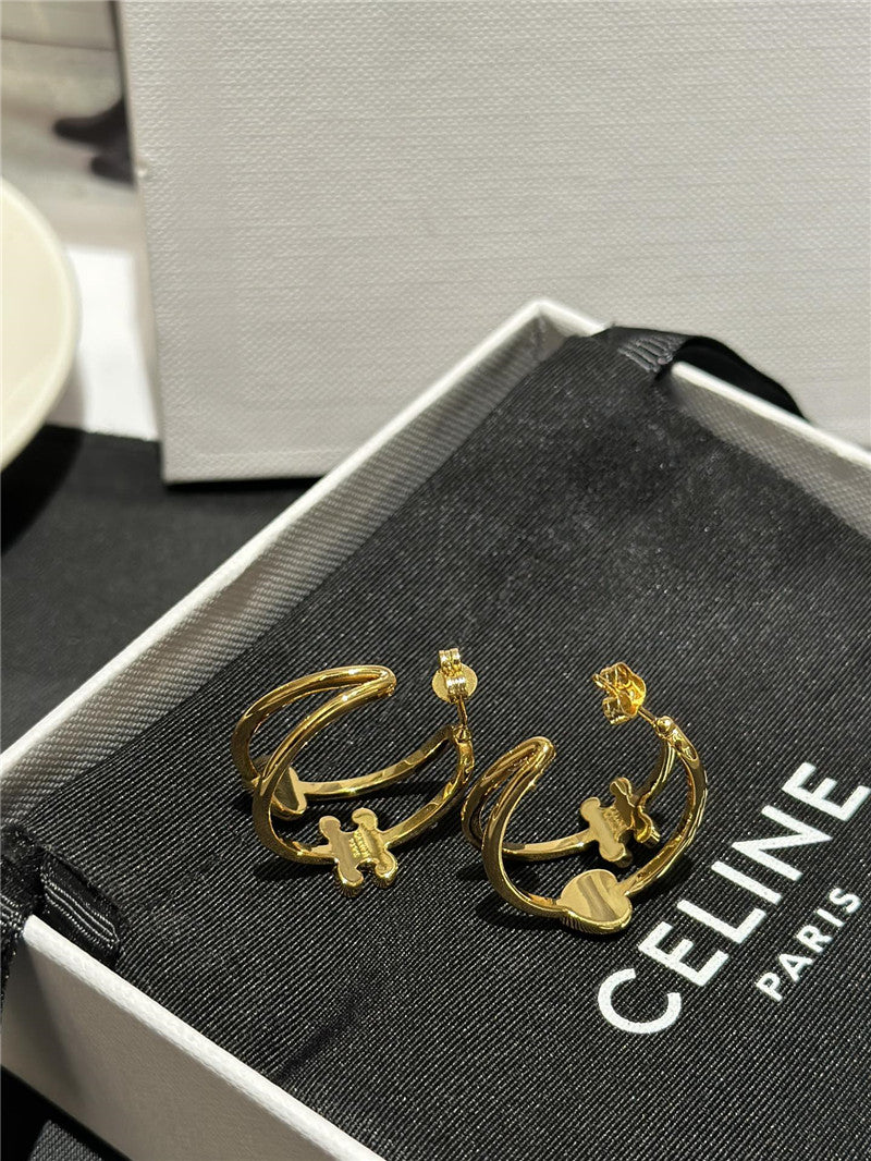 High Quality Luxury Celine Arc De Triomphe Gold Heart Earrings product detail