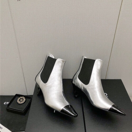 High Quality Luxury Chanel Classic Color Block Ankle Boots – Style 36454 alternate view