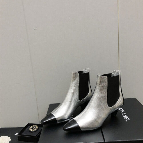 High Quality Luxury Chanel Classic Color Block Ankle Boots – Style 36454 product detail