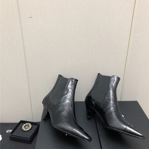 High Quality Luxury Chanel Classic Color Block Ankle Boots – Style 00294 alternate view