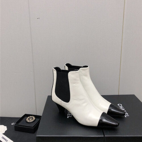 High Quality Luxury Chanel Classic Color Block Ankle Boots – Style 31366 alternate view
