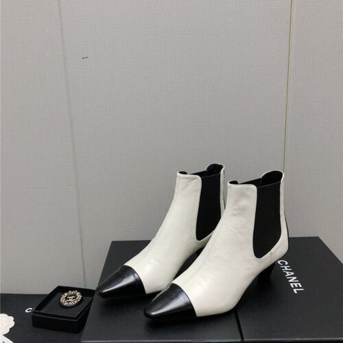High Quality Luxury Chanel Classic Color Block Ankle Boots – Style 31366