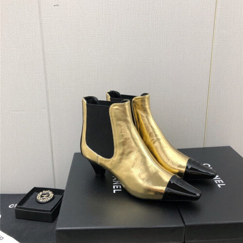 High Quality Luxury Chanel Classic Color Block Ankle Boots alternate view