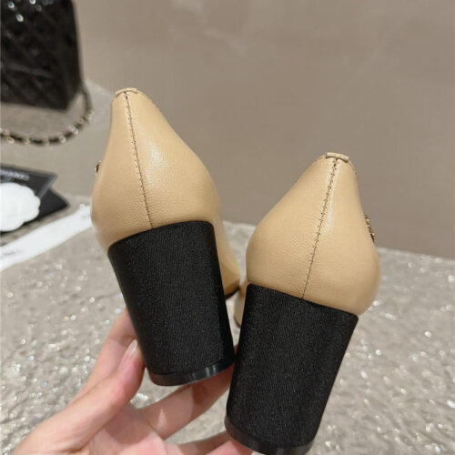 High Quality Luxury Chanel Round Toe Gold Chain Shoes – Style 23942 product detail