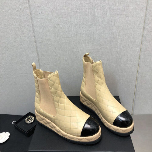 High Quality Luxury Chanel New Rhombus Thick-Soled Elastic Ankle Boots – Style 39910