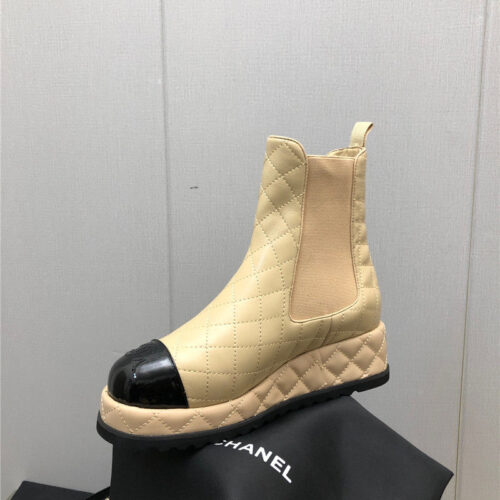 High Quality Luxury Chanel New Rhombus Thick-Soled Elastic Ankle Boots – Style 39910 product detail