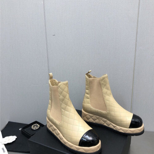High Quality Luxury Chanel New Rhombus Thick-Soled Elastic Ankle Boots – Style 39910 product detail