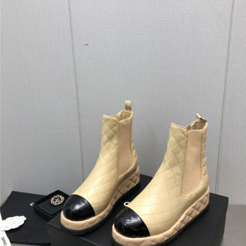 High Quality Luxury Chanel New Rhombus Thick-Soled Elastic Ankle Boots – Style 39910 alternate view