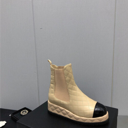 High Quality Luxury Chanel New Rhombus Thick-Soled Elastic Ankle Boots – Style 39910 product detail