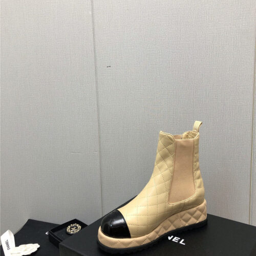 High Quality Luxury Chanel New Rhombus Thick-Soled Elastic Ankle Boots – Style 39910 product detail