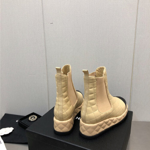 High Quality Luxury Chanel New Rhombus Thick-Soled Elastic Ankle Boots – Style 39910 product detail