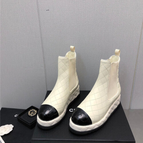 High Quality Luxury Chanel New Rhombus Thick-Soled Elastic Ankle Boots alternate view