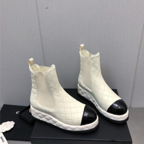 High Quality Luxury Chanel New Rhombus Thick-Soled Elastic Ankle Boots
