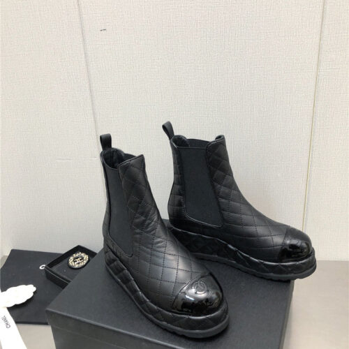 High Quality Luxury Chanel New Rhombus Thick-Soled Elastic Ankle Boots – Style 36518 alternate view