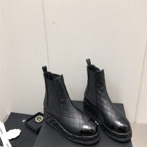 High Quality Luxury Chanel New Rhombus Thick-Soled Elastic Ankle Boots – Style 36518