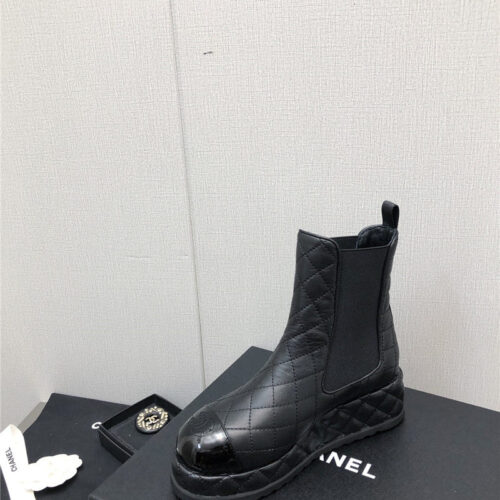 High Quality Luxury Chanel New Rhombus Thick-Soled Elastic Ankle Boots – Style 36518 product detail