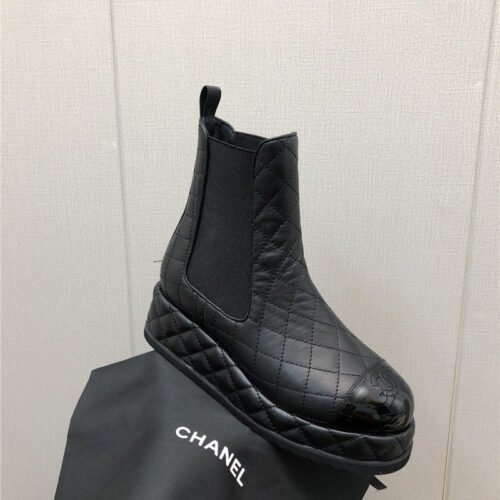High Quality Luxury Chanel New Rhombus Thick-Soled Elastic Ankle Boots – Style 36518 product detail