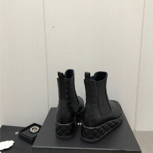 High Quality Luxury Chanel New Rhombus Thick-Soled Elastic Ankle Boots – Style 36518 product detail