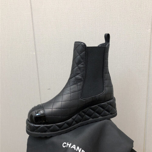 High Quality Luxury Chanel New Rhombus Thick-Soled Elastic Ankle Boots – Style 36518 product detail