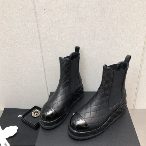 High Quality Luxury Chanel New Rhombus Thick-Soled Elastic Ankle Boots – Style 36518 product detail
