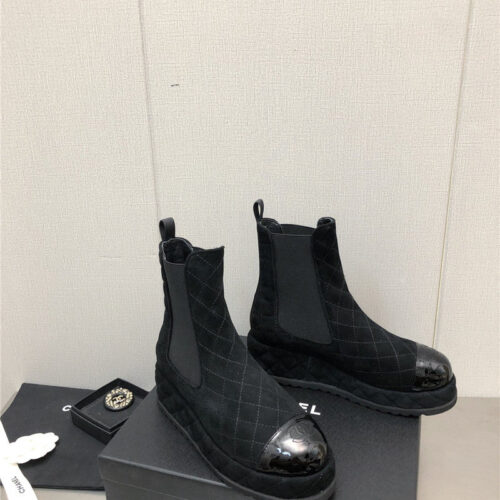 High Quality Luxury Chanel New Rhombus Thick-Soled Elastic Ankle Boots – Style 65894