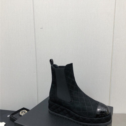 High Quality Luxury Chanel New Rhombus Thick-Soled Elastic Ankle Boots – Style 65894 product detail