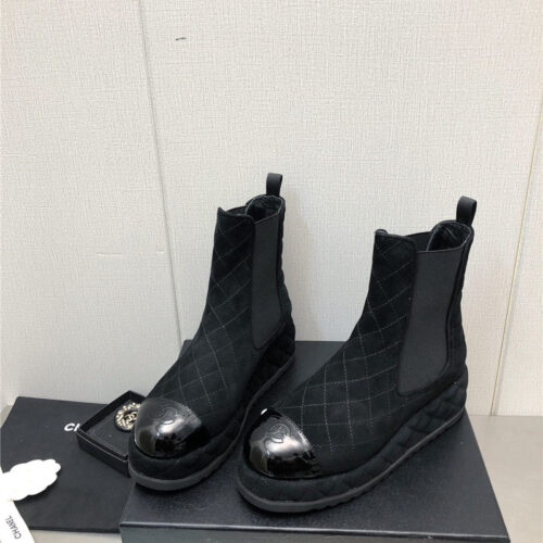 High Quality Luxury Chanel New Rhombus Thick-Soled Elastic Ankle Boots – Style 65894 alternate view