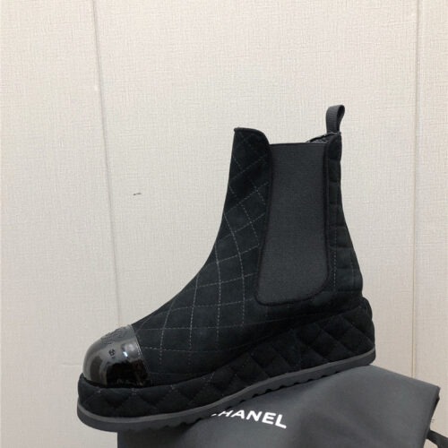 High Quality Luxury Chanel New Rhombus Thick-Soled Elastic Ankle Boots – Style 65894 product detail