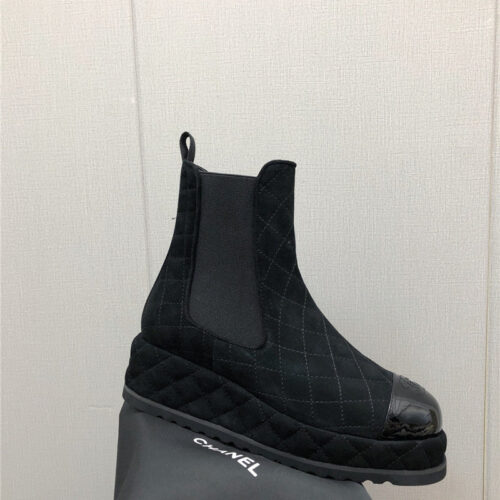 High Quality Luxury Chanel New Rhombus Thick-Soled Elastic Ankle Boots – Style 65894 product detail