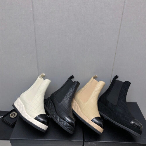 High Quality Luxury Chanel New Rhombus Thick-Soled Elastic Ankle Boots – Style 65894 product detail
