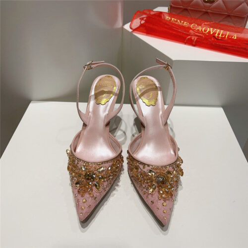 High Quality Luxury Rene Caovilla Crystal Jeweled Silk Heels product detail