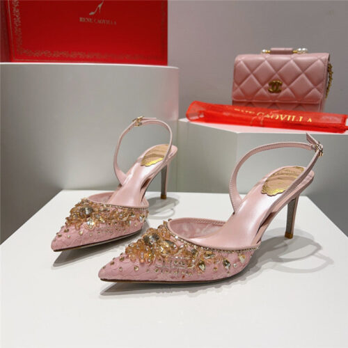 High Quality Luxury Rene Caovilla Crystal Jeweled Silk Heels