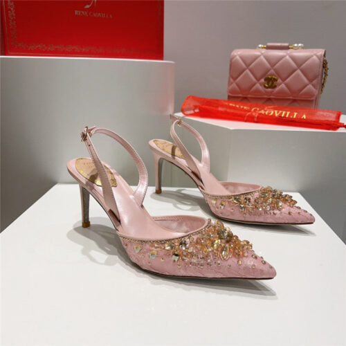 High Quality Luxury Rene Caovilla Crystal Jeweled Silk Heels alternate view