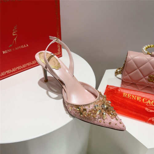 High Quality Luxury Rene Caovilla Crystal Jeweled Silk Heels product detail