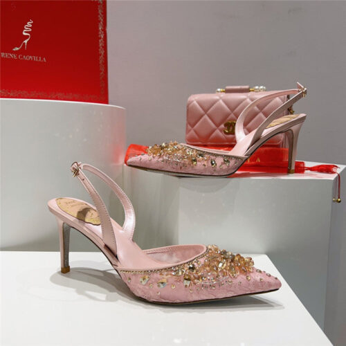 High Quality Luxury Rene Caovilla Crystal Jeweled Silk Heels product detail
