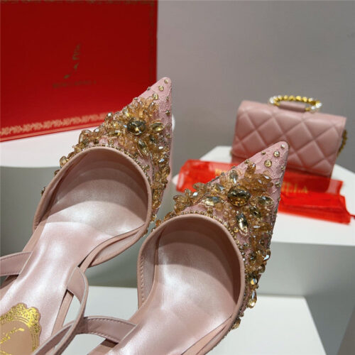 High Quality Luxury Rene Caovilla Crystal Jeweled Silk Heels product detail