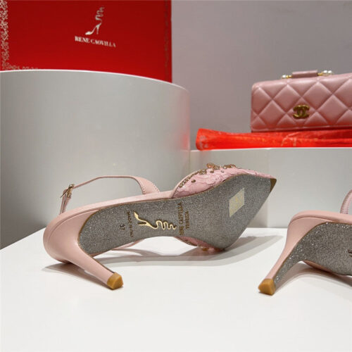 High Quality Luxury Rene Caovilla Crystal Jeweled Silk Heels product detail