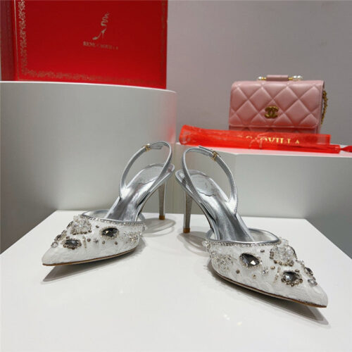 High Quality Luxury Rene Caovilla Crystal Jeweled Silk Heels – Style 35270 product detail