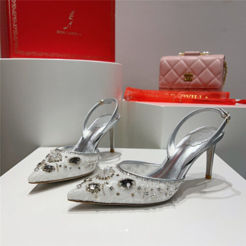 High Quality Luxury Rene Caovilla Crystal Jeweled Silk Heels – Style 35270