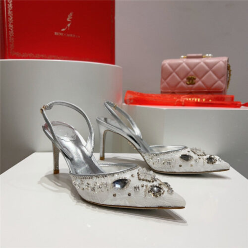High Quality Luxury Rene Caovilla Crystal Jeweled Silk Heels – Style 35270 product detail