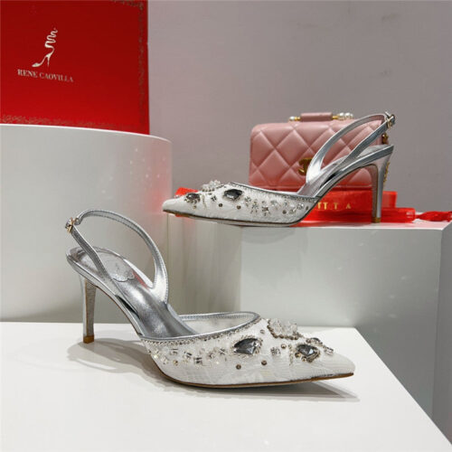 High Quality Luxury Rene Caovilla Crystal Jeweled Silk Heels – Style 35270 alternate view