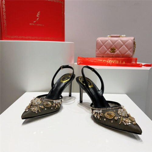 High Quality Luxury Rene Caovilla Crystal Jeweled Silk Heels – Style 31878 product detail