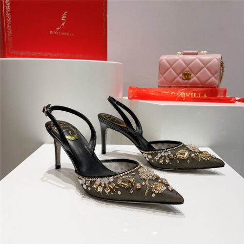 High Quality Luxury Rene Caovilla Crystal Jeweled Silk Heels – Style 31878 alternate view