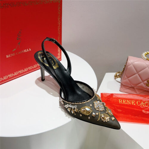 High Quality Luxury Rene Caovilla Crystal Jeweled Silk Heels – Style 31878 product detail
