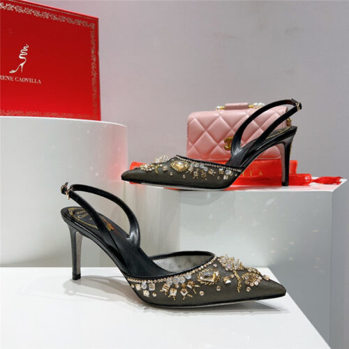 High Quality Luxury Rene Caovilla Crystal Jeweled Silk Heels – Style 31878 product detail