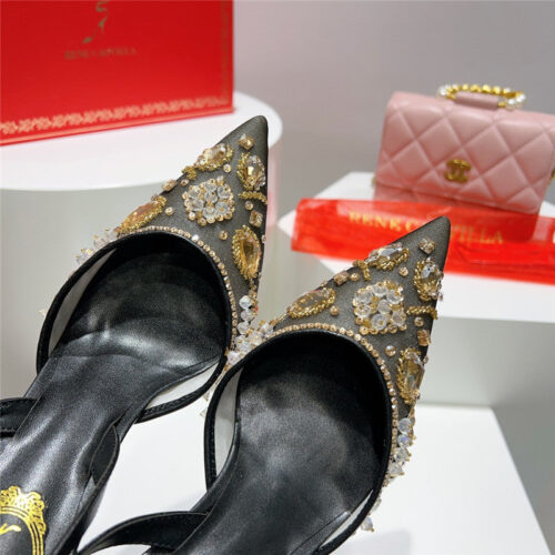 High Quality Luxury Rene Caovilla Crystal Jeweled Silk Heels – Style 31878 product detail