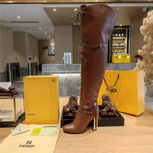 High Quality Luxury Fendi Knee High Lace Up Boots product detail