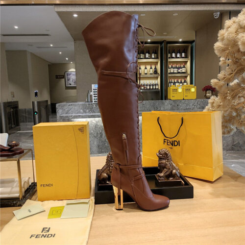 High Quality Luxury Fendi Knee High Lace Up Boots product detail