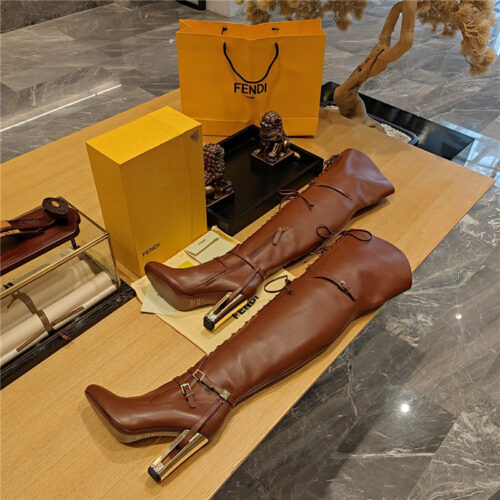High Quality Luxury Fendi Knee High Lace Up Boots product detail
