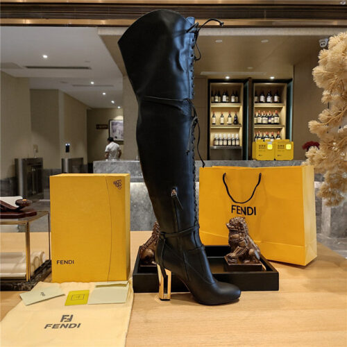 High Quality Luxury Fendi Knee High Lace Up Boots – Style 52083 product detail